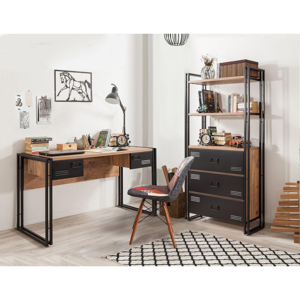 Hanah home Set radni sto i komoda COSMO Bež-Crni