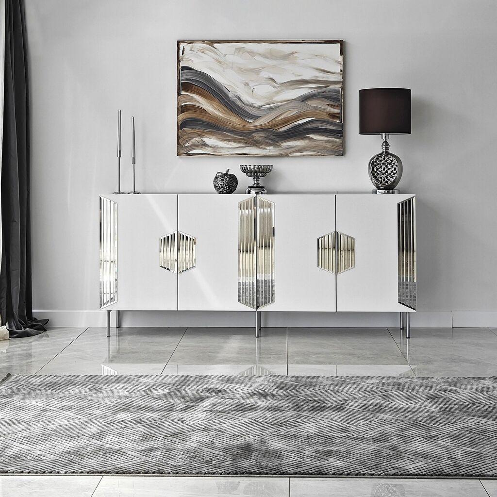 Hanah Home Komoda Dubai 180x80x40cm Belo-Srebrna