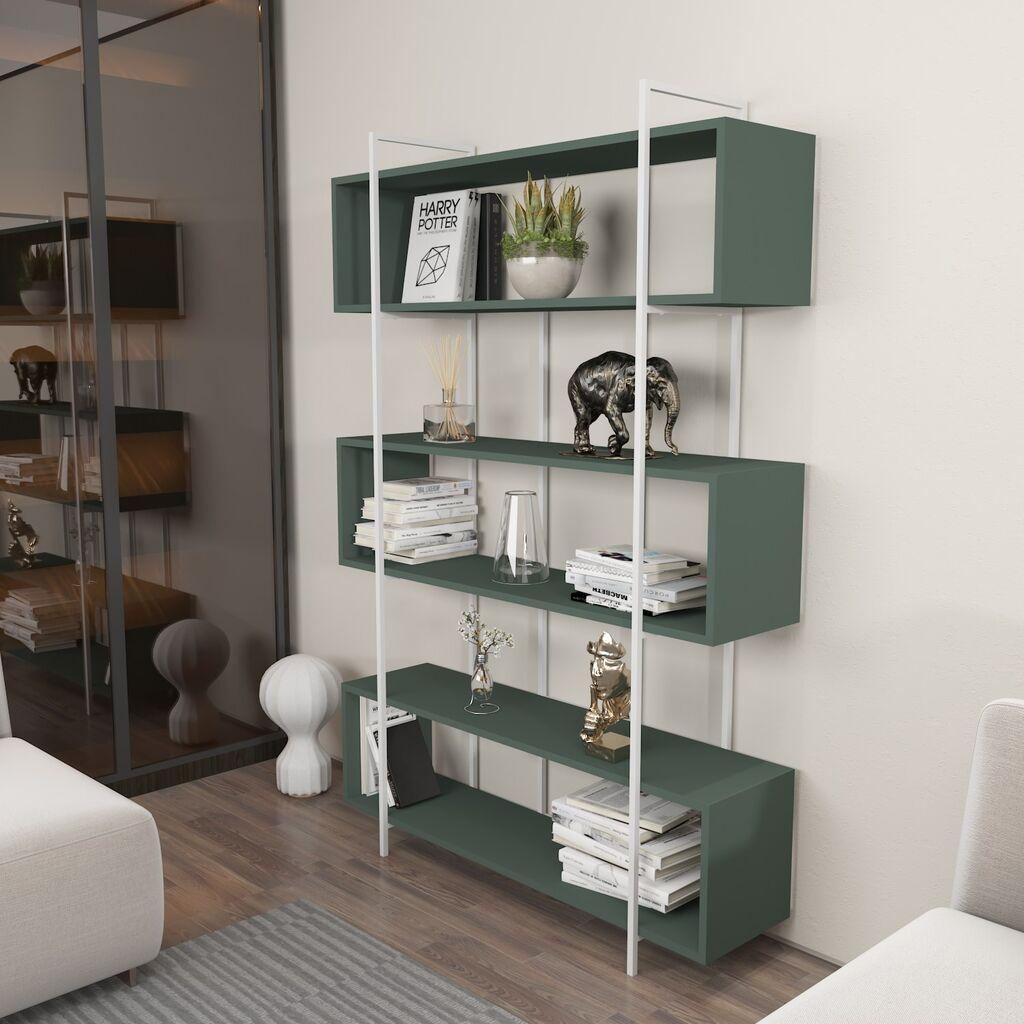 Hanah Home Bruti Green White Polica za knjige 120x180x29.6cm, Zimzelena