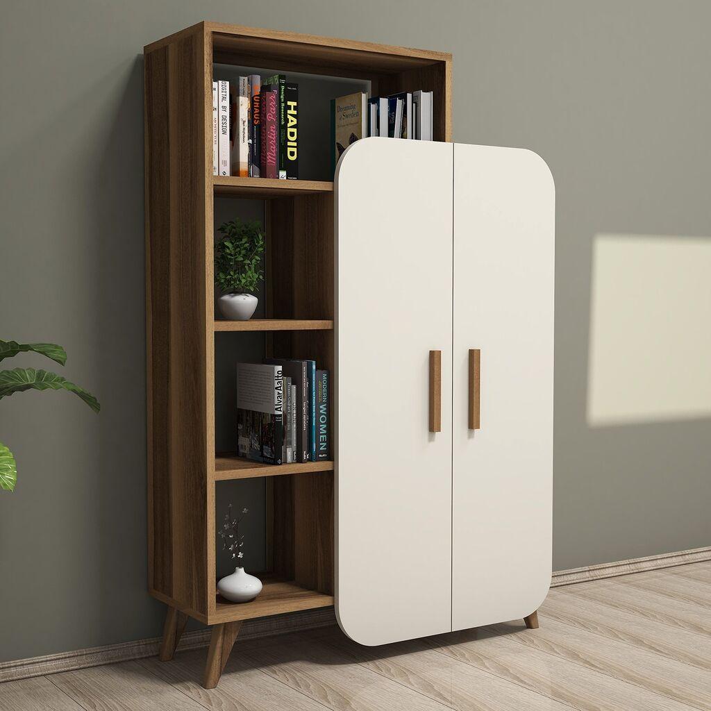 Hanah Home Form Walnut Cream Polica za knjige 90x132x32cm, Belo braon