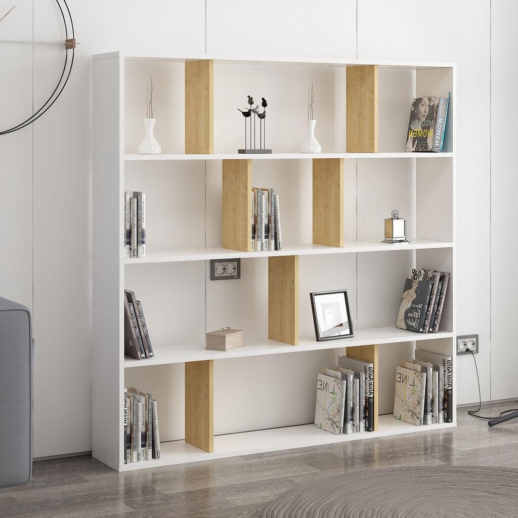 Hanah Home Hodbi White Oak Polica za knjige 145.2x25x145cm, Belo bež