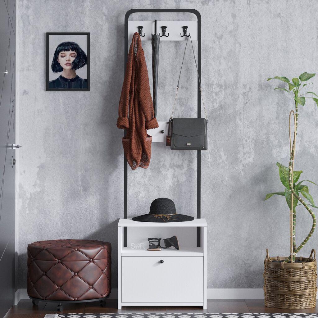 Hanah Home Cipelarnik 50x170x35cm Belo-Crni