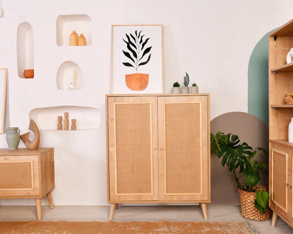 Hanah home Polica 40x110x90cm Hrast