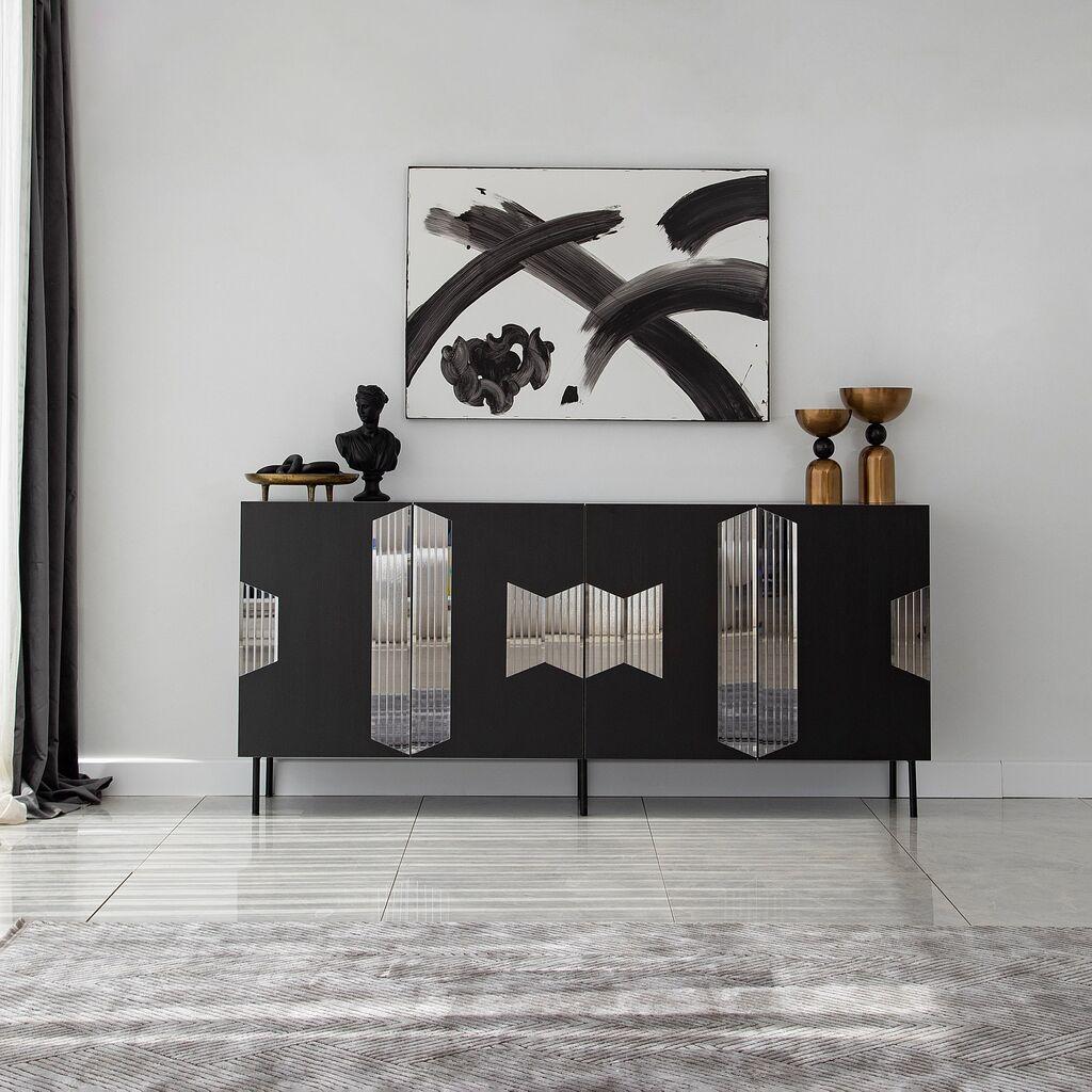 Hanah Home Komoda Vienna 180x80x40cm Crno-Siva