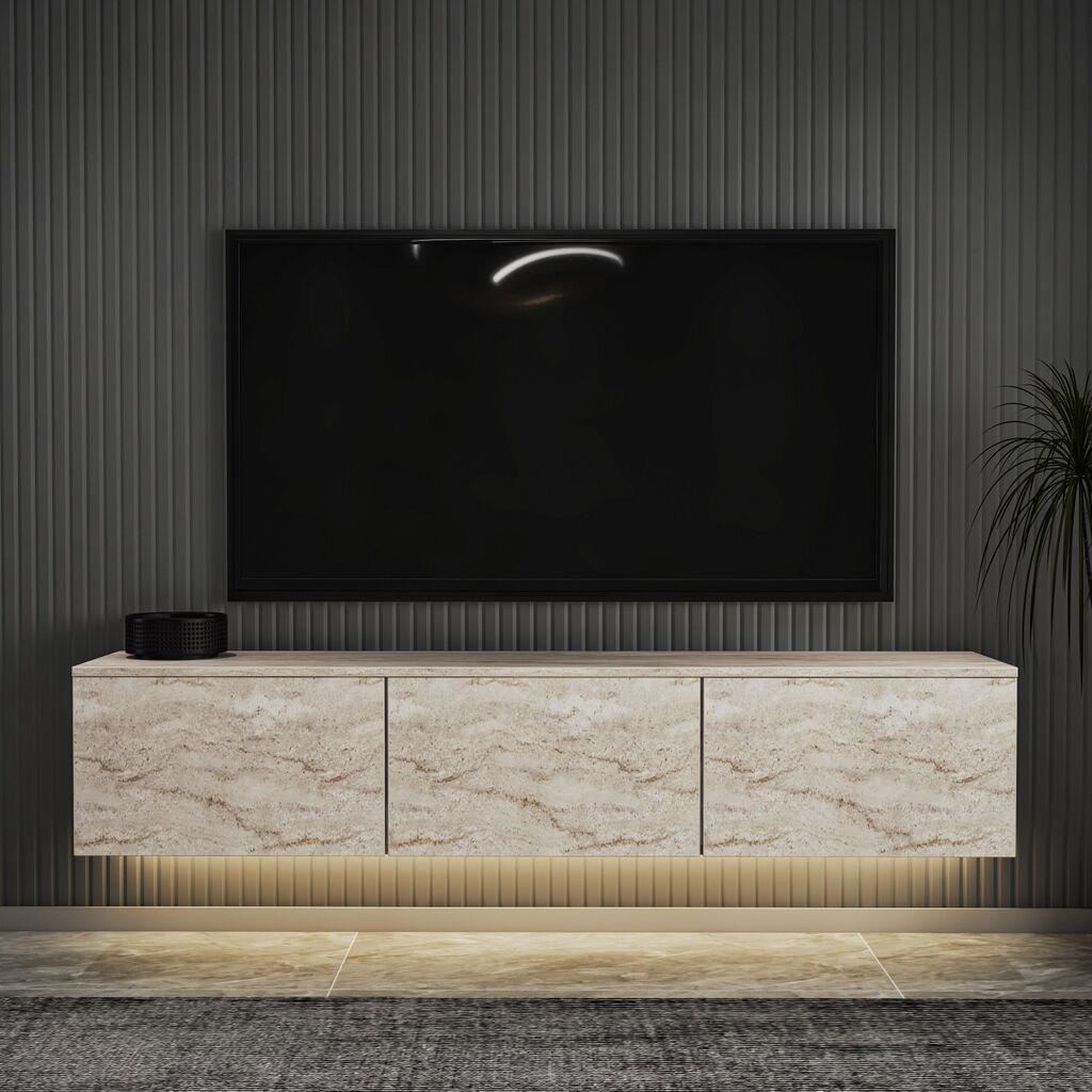 Hanah home TV Komoda Neon Illuminated Bež