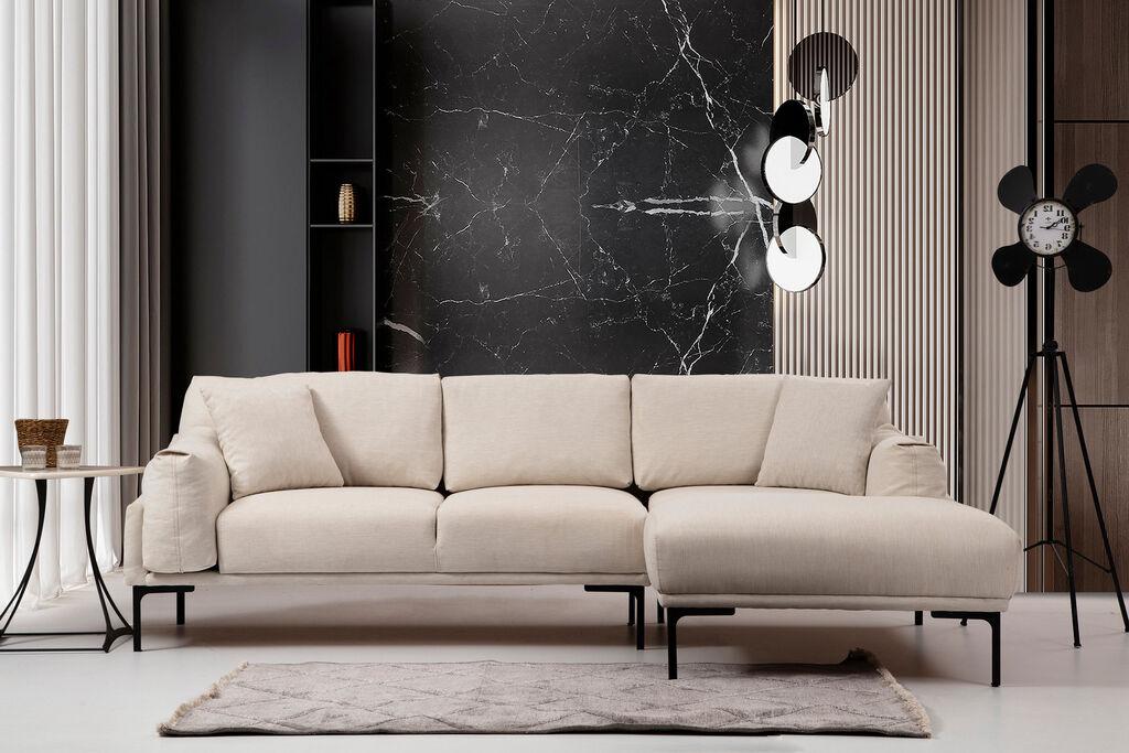 Atelier del Sofa Ugaona garnitura Leo 90x65x255cm Krem