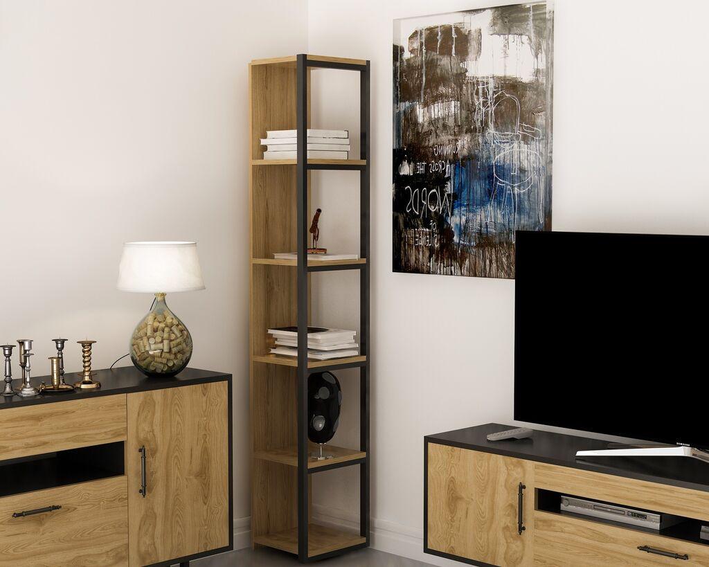 Hanah Home Texas Black Ud Polica za knjige 33.7x180x29.5cm, Smeđa