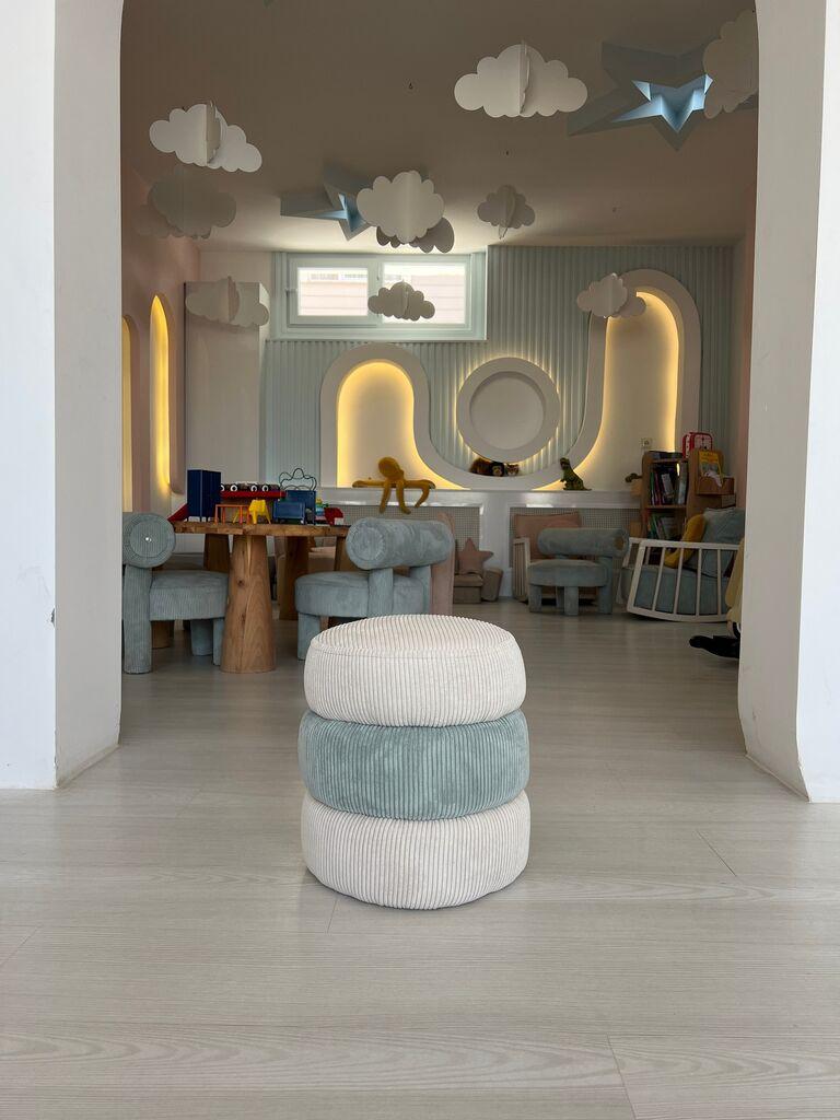 Atelier del Sofa Tabure 32x36cm, Plavo-Belo