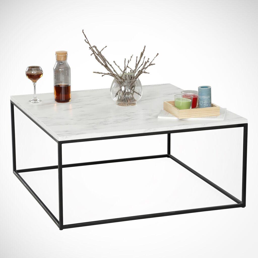 Hanah Home Poly Marmo Sto za dnevnu sobu, Belo-Crna