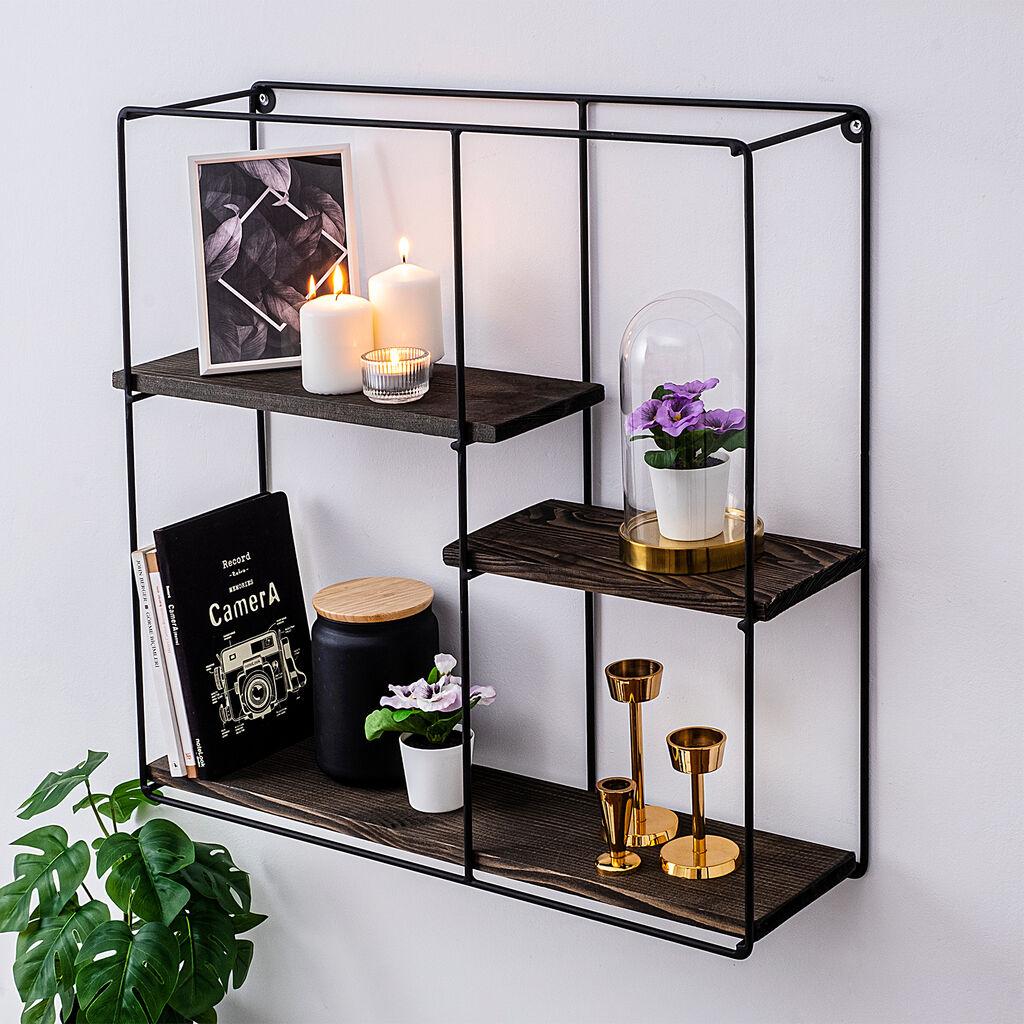 Hanah Home Lilac Zidna polica, Braon-crna
