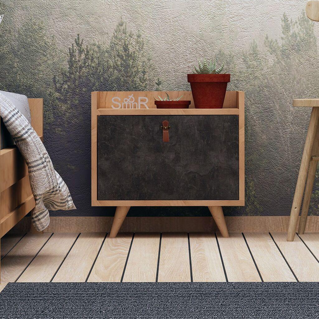 Hanah Home Noćni ormarić Juuna 50x55x40cm Hrast-Tamnosivi
