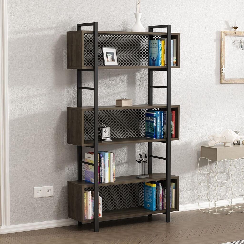 Hanah Home Still Walnut Polica za knjige 90x160x25cm, Siva