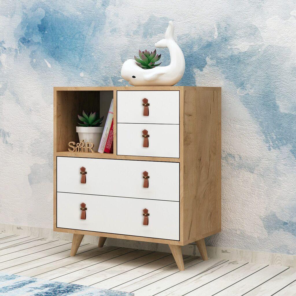 Hanah Home Komoda Fallow 70x88,6x40cm Hrast-Bela