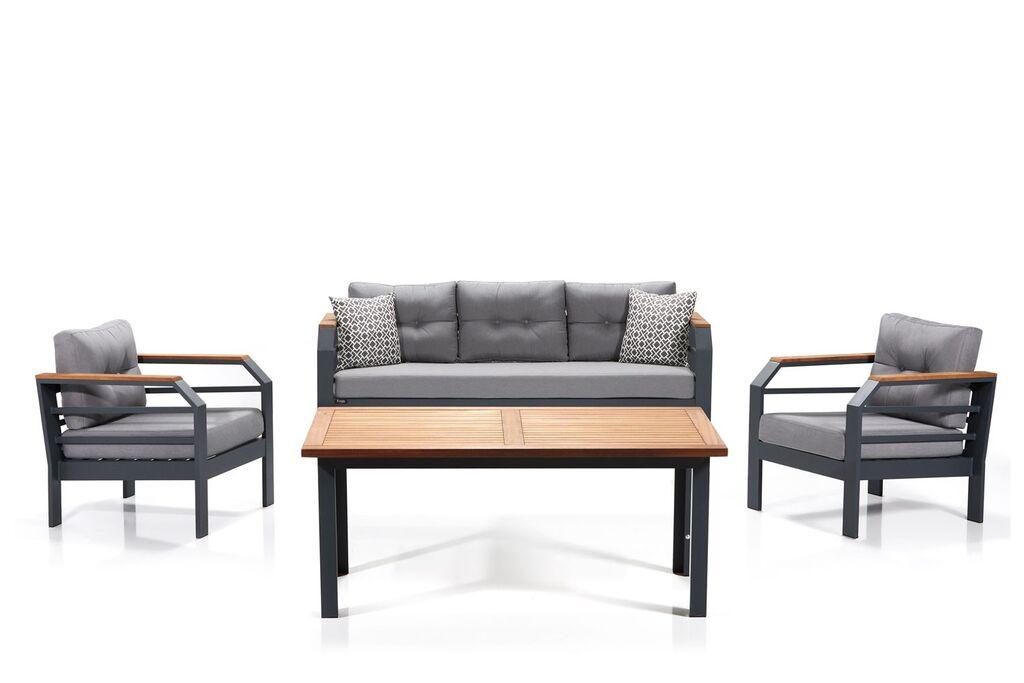 Hanah Home Baštenska garnitura 67x197x77cm Sivo-Crna