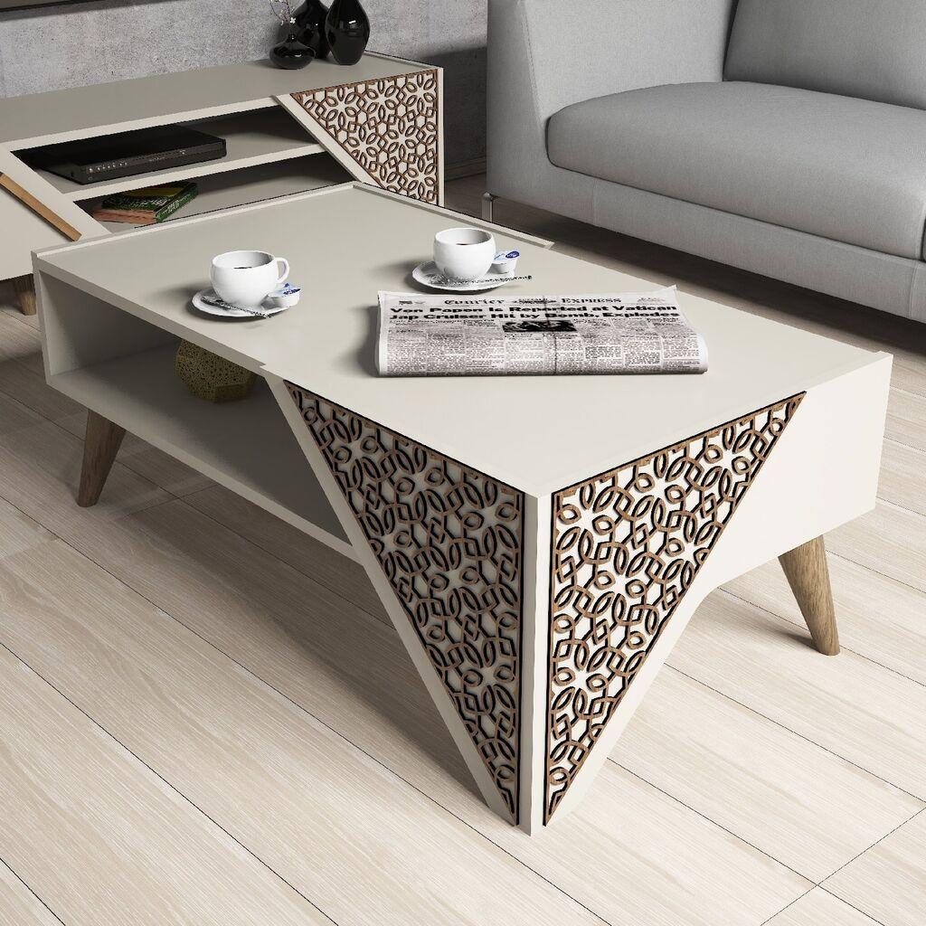 Hanah Home Klub sto Beril 105x58x40cm Krem