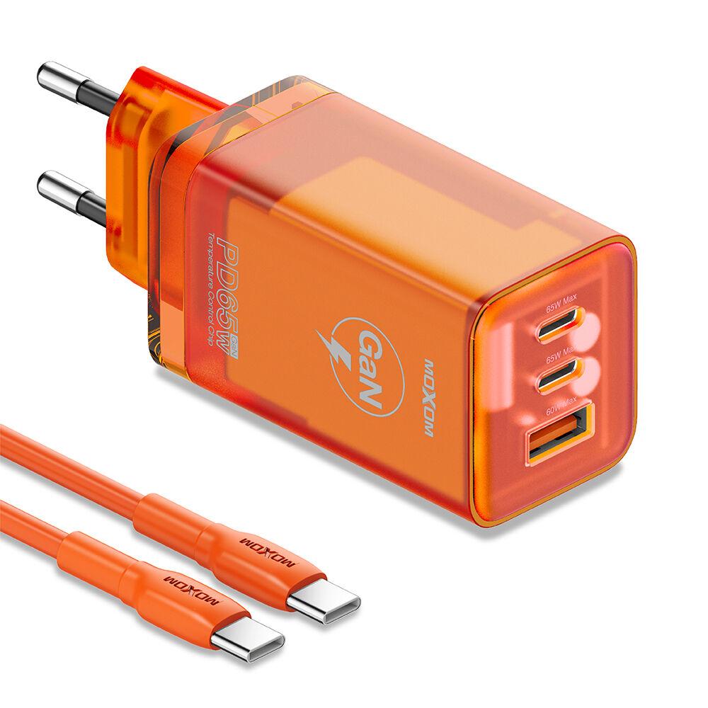 Moxom Kućni punjač LX-HC824 65W PD Type C na Type C, Narandžasti