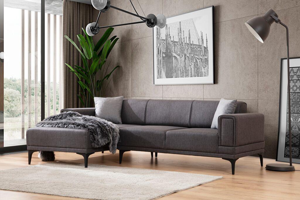 Atelier del Sofa Ugaona garnitura Horizon 85x43x207cm Tamnosiva