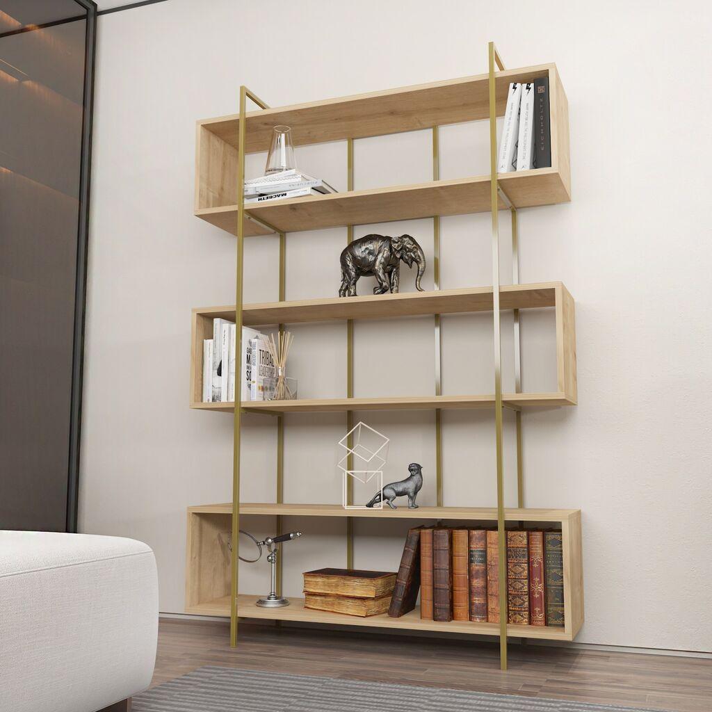 Hanah Home Bruti Oak Gold Polica za knjige 120x180x29.6cm, Bež