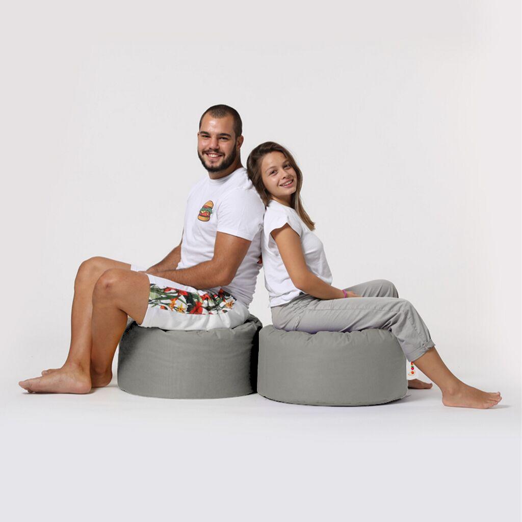 Atelier del Sofa Lazy bag Round Pouf Fume, Sivi