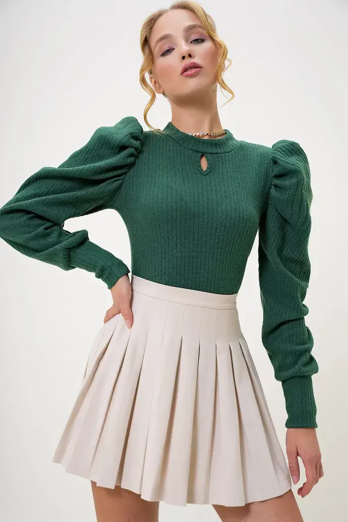 Trend Alacati Stili Ženska bluza dugih rukava Alc-X13069, Zelena