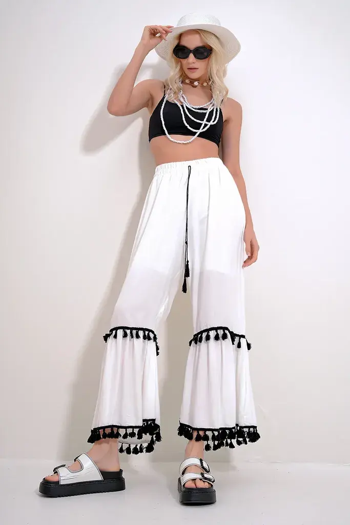 Trend Alacati Stili Ženska pantalone ALC-X12014, Bele