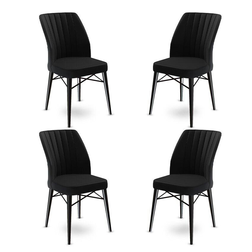 Hanah Home Set 4 trpezarijske stolice Flex Crni