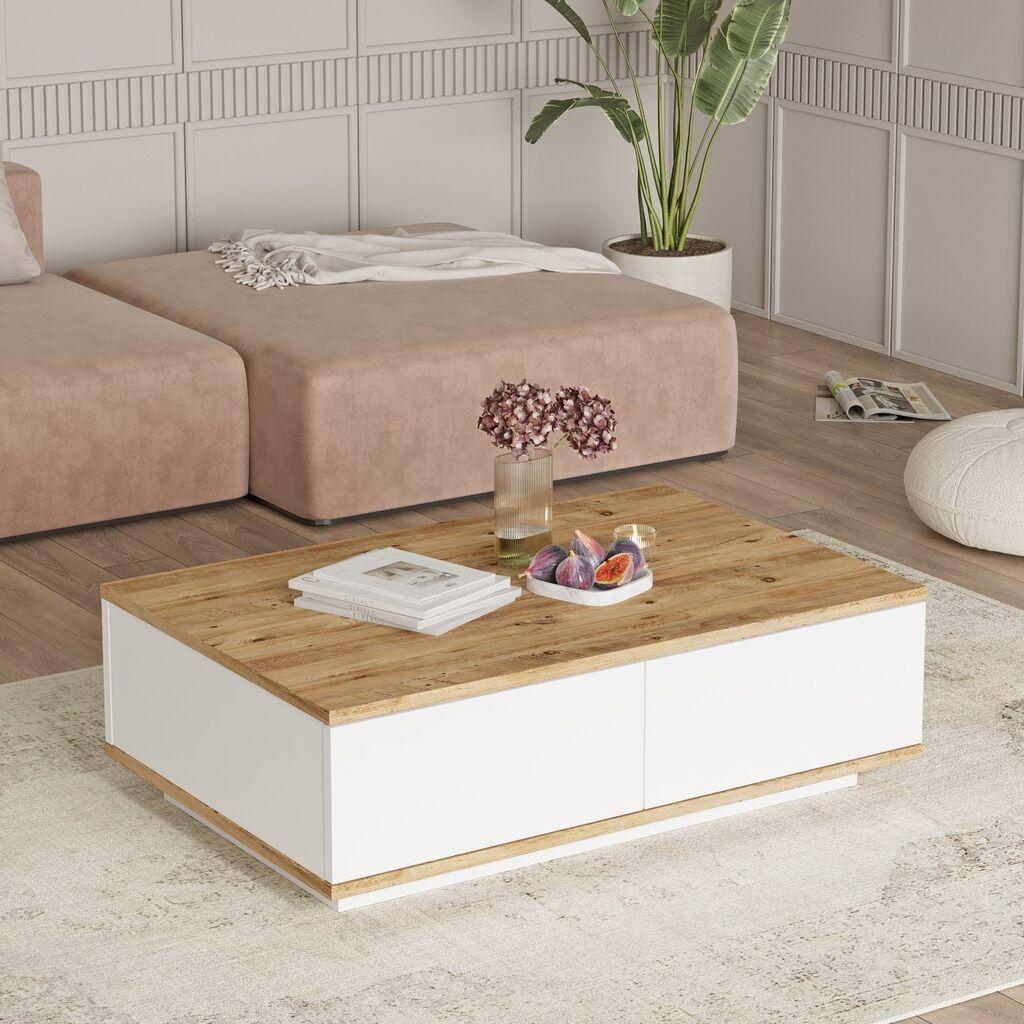 Hanah Home FR14 AW Klub sto, 90x28.6x60cm, Krem-beli