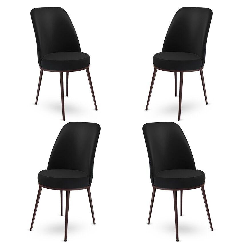 Hanah Home Set 4 trpezarijske stolice Dexa Crno-Braon