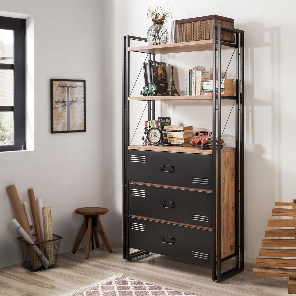 Hanah Home Polica 90x180x35cm Bež-Crna