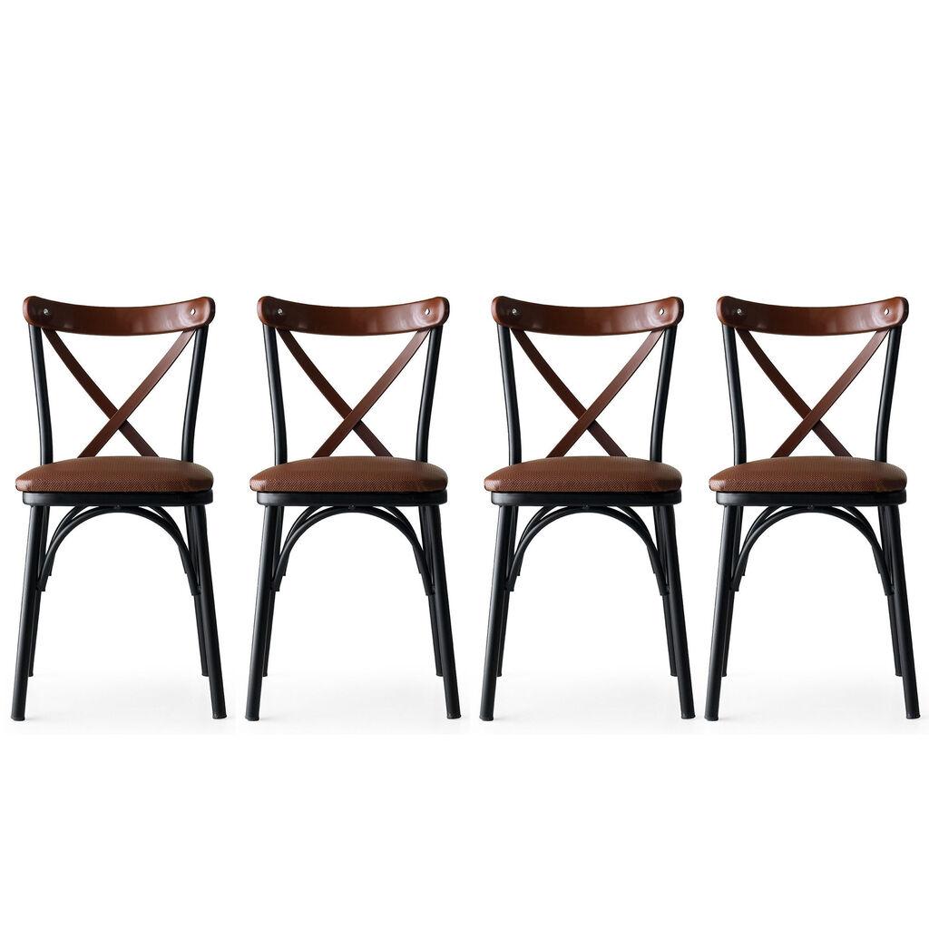 Hanah Home Ekol 1332 Set stolica, 4 komada, Crno-braon