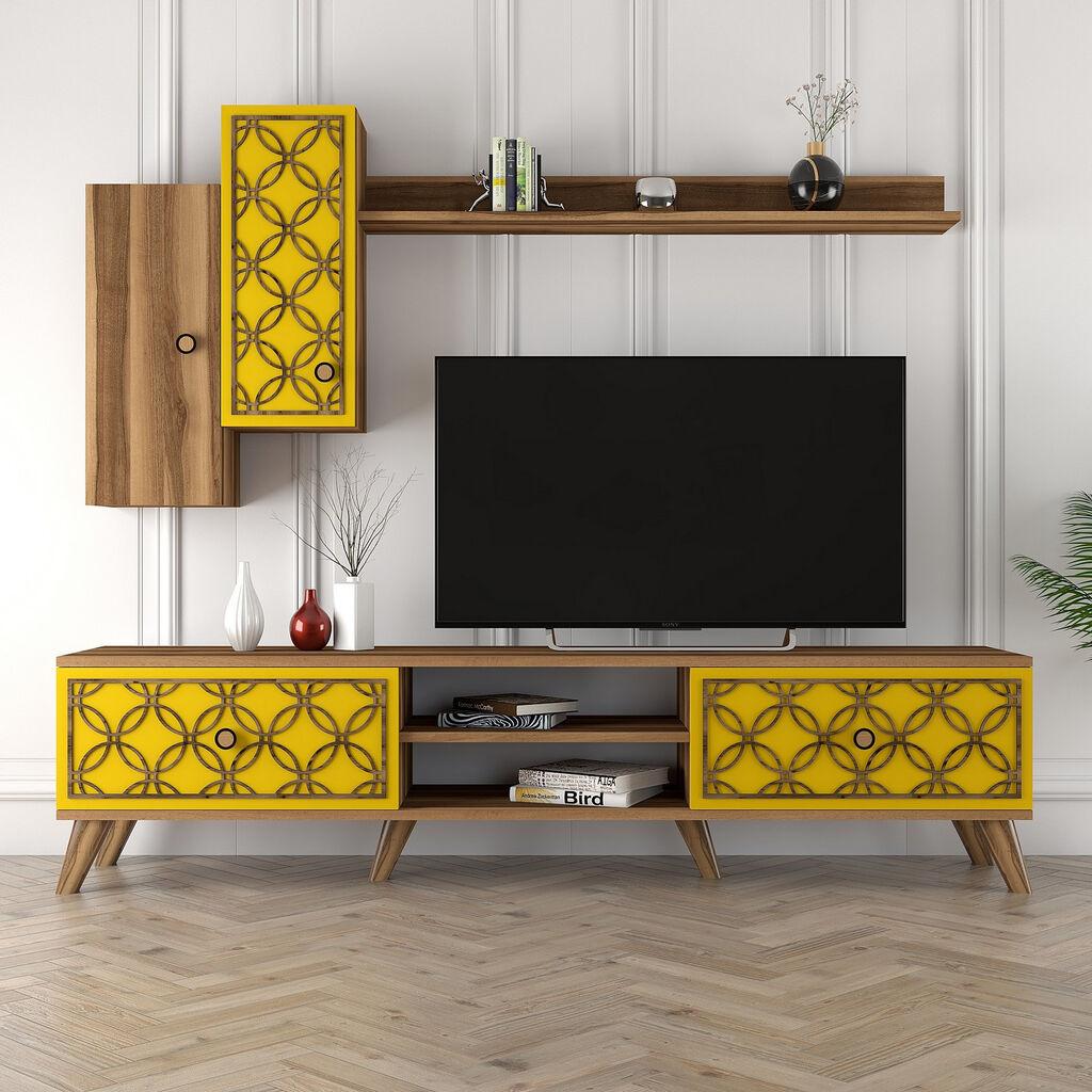 Hanah Home Class S TV polica, Braon-žuta
