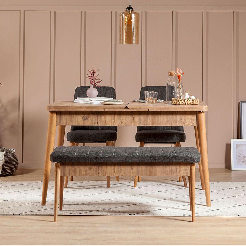 Hanah Home Vina 1053 Trpezarijski set, Braon-Zelena