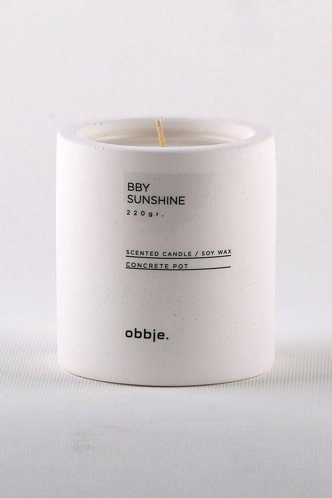 Aberto Design Betonska sveća Bby Sunshine Verti, Miris sandalovine, Parafin i soja, 8.5 cm, Bela