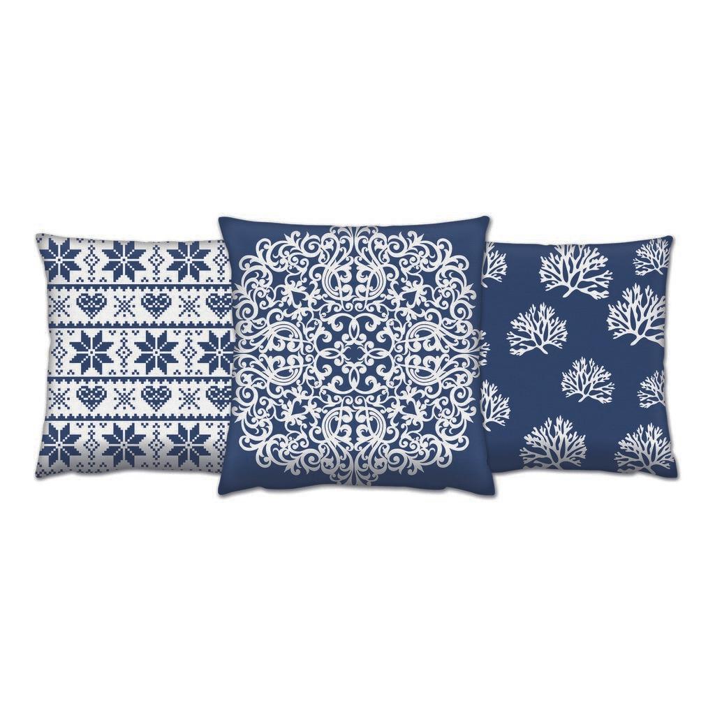 Aberto Design AC 4400 4669 4544 Set od 3 dekorativna jastuka, 43 x 43 cm, Plavi