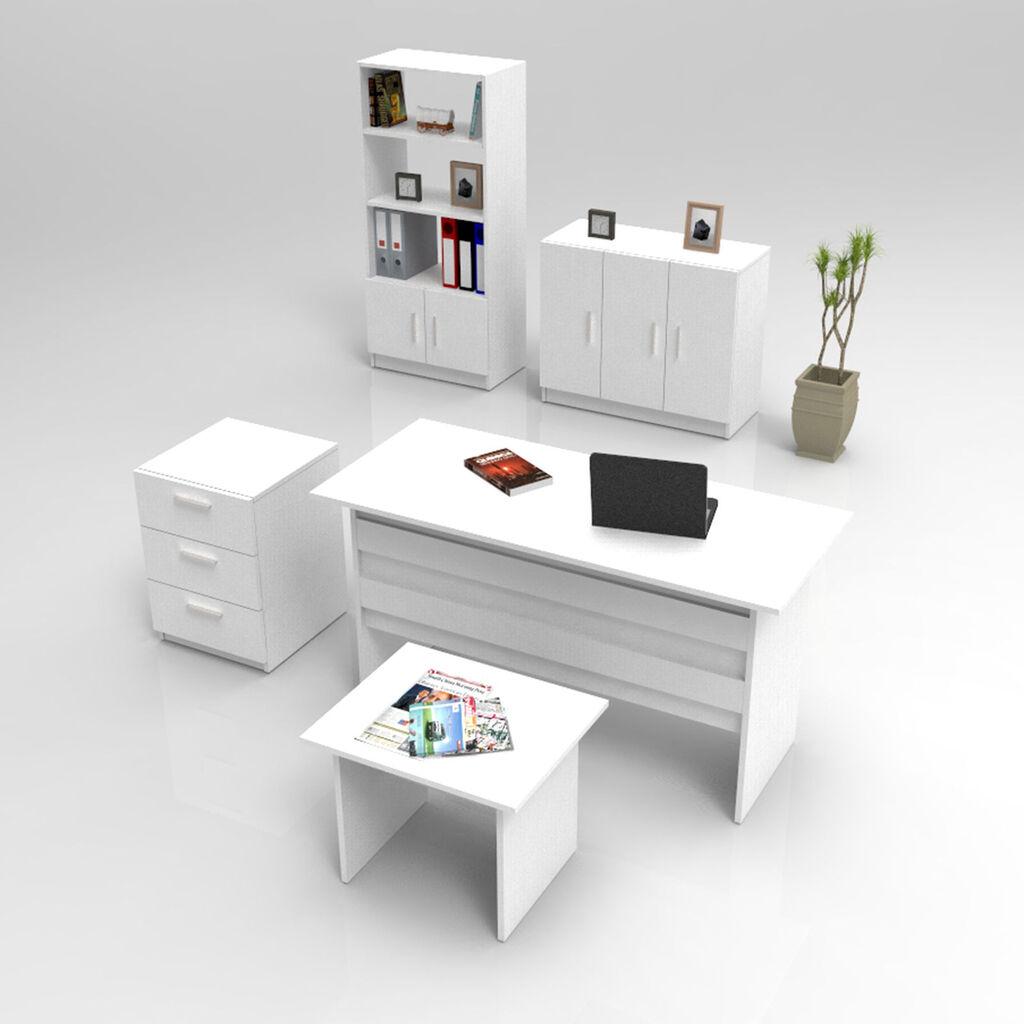 Hanah Home VO14 W 5-delni set kancelarijskog nameštaja, Beli