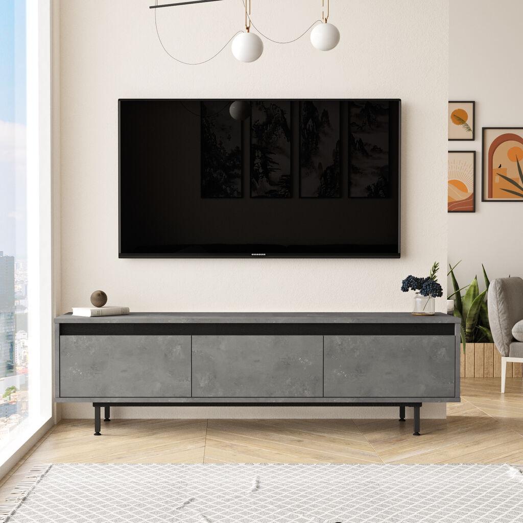 Hanah Home LV1 RL  TV polica, Sivo-Crna