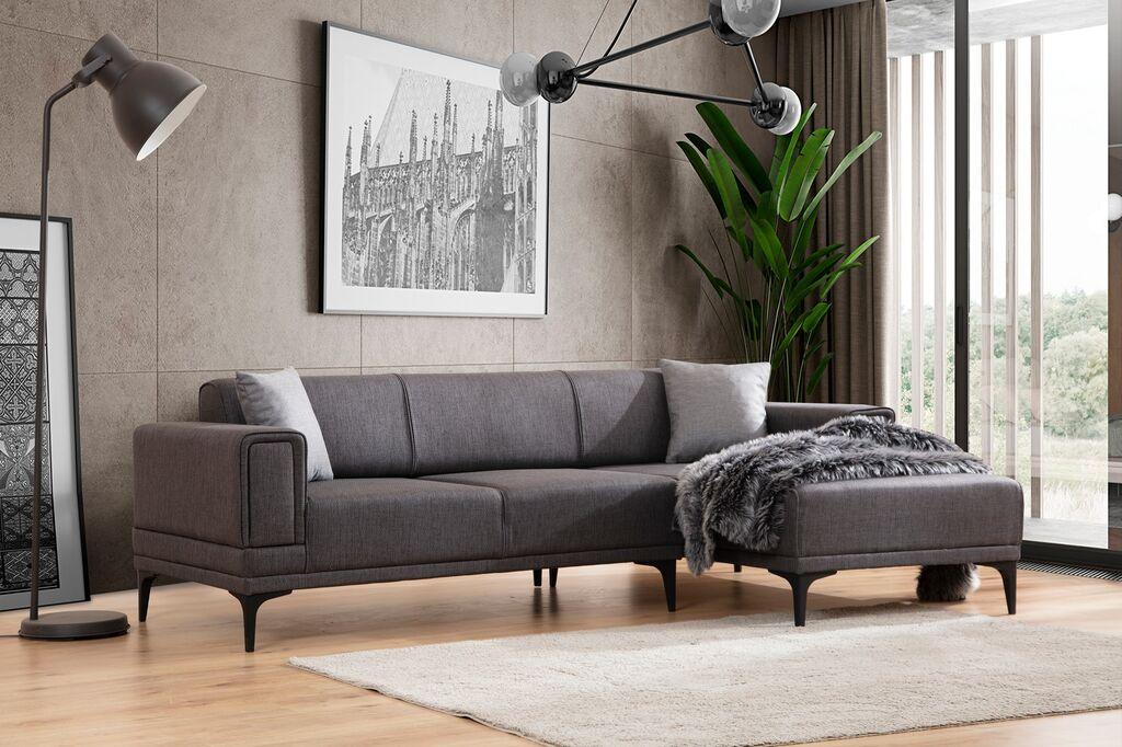 Atelier del Sofa Ugaona garnitura Horizon 85x77x250cm Tamnosiva
