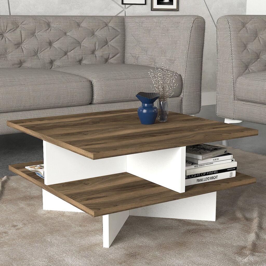 Hanah Home Hamton Klub sto, 60x31.2x60cm, Orah-beli