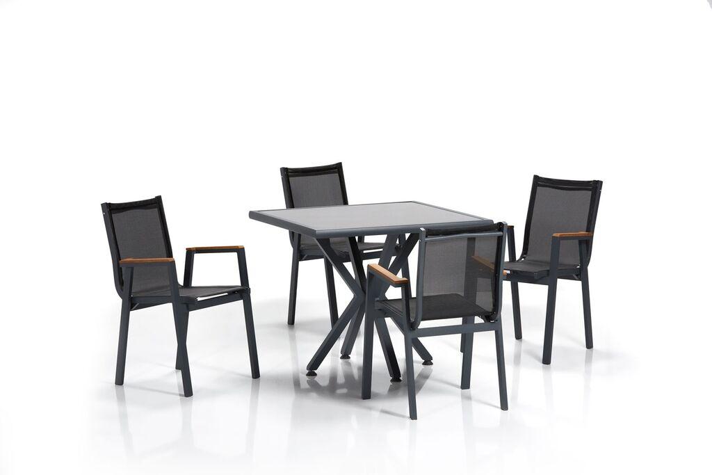 Hanah Home Baštenski set sto i 4 stolice Samara 2 Sivo-Crni
