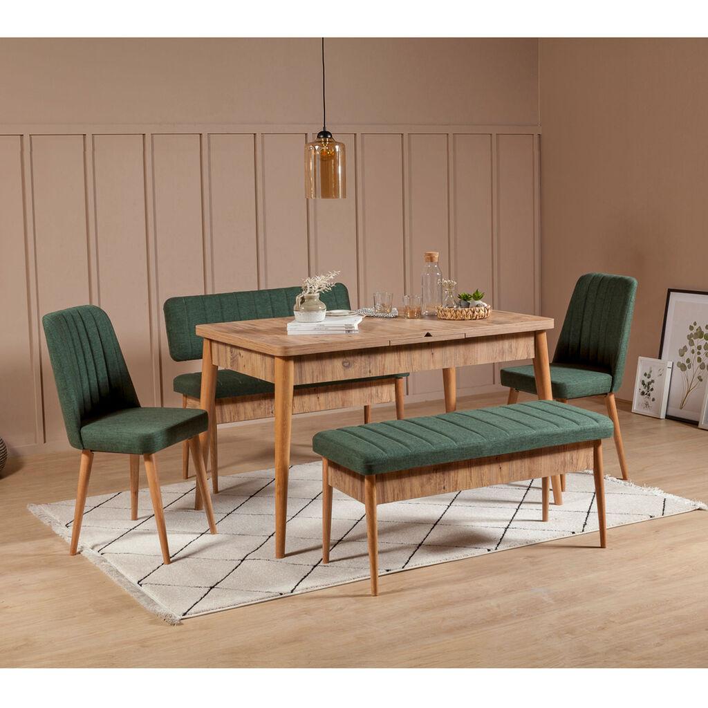 Hanah Home Vina Trpezarijski set, Braon-Zelena