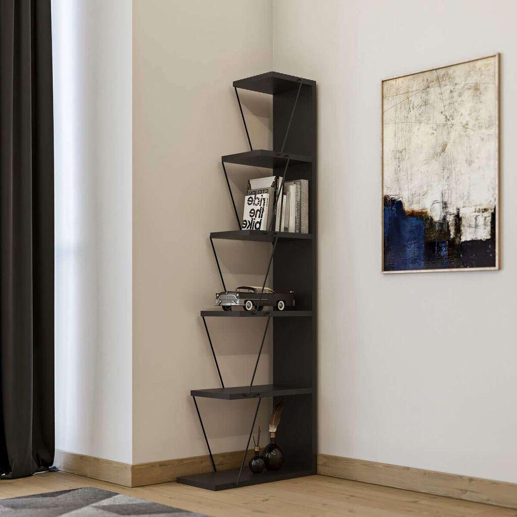 Hanah Home Tlos Polica za knjige, Antracit