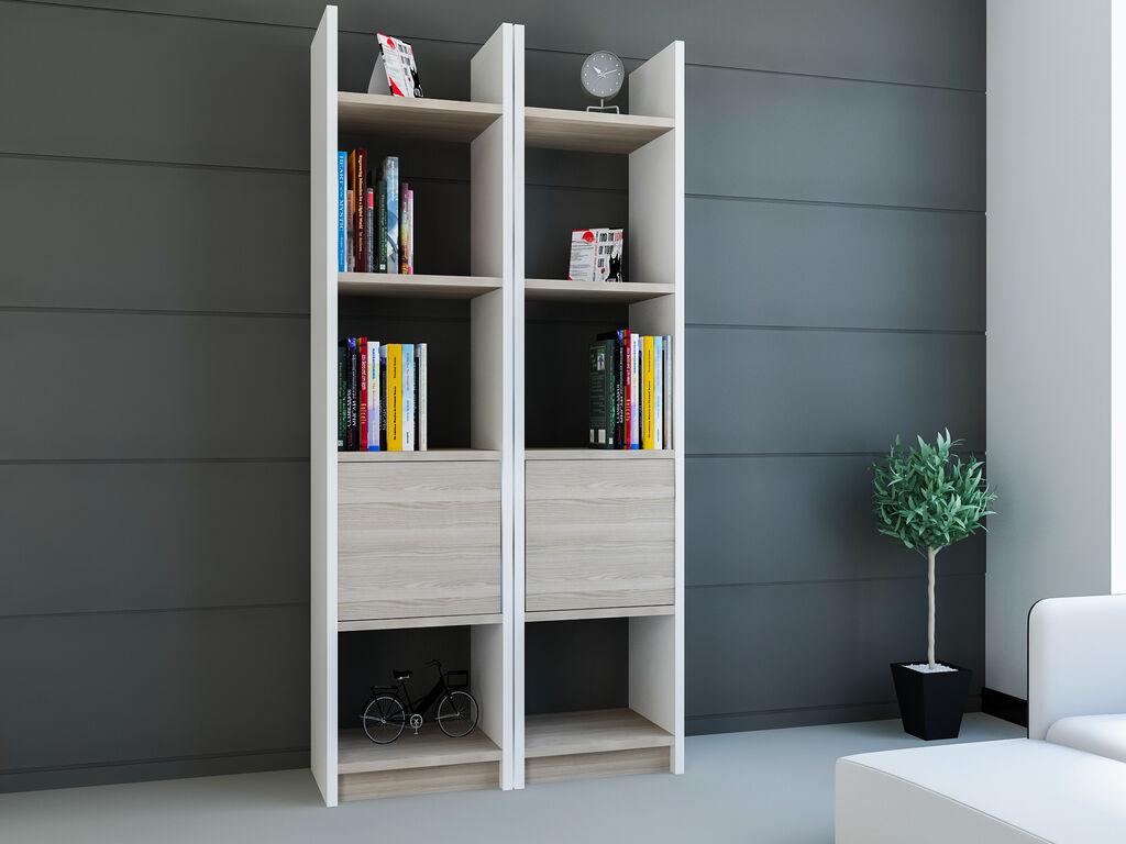 Hanah Home Polica 66,2x150x29,5cm Belo-Krem