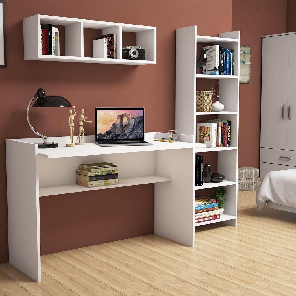 Hanah home Radni sto i police 118x80x58cm, Beli