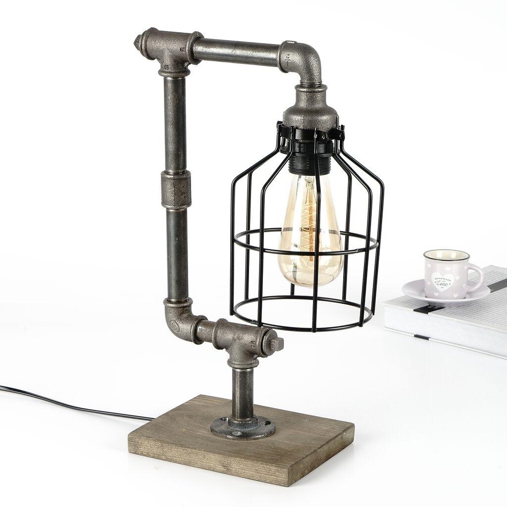 Opviq Stona lampa E27 Socket, Crno-Srebrna