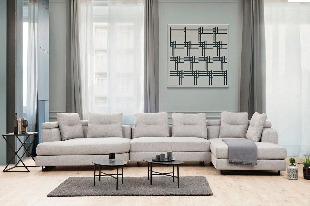 Atelier del Sofa Ugaona garnitura Padova 100x70x140cm Svetlosiva