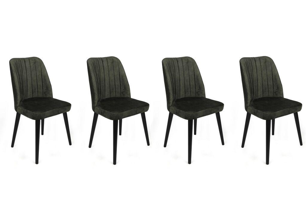Hanah Home Set 4 trpezarijske stolice Alfa Kaki-Crni