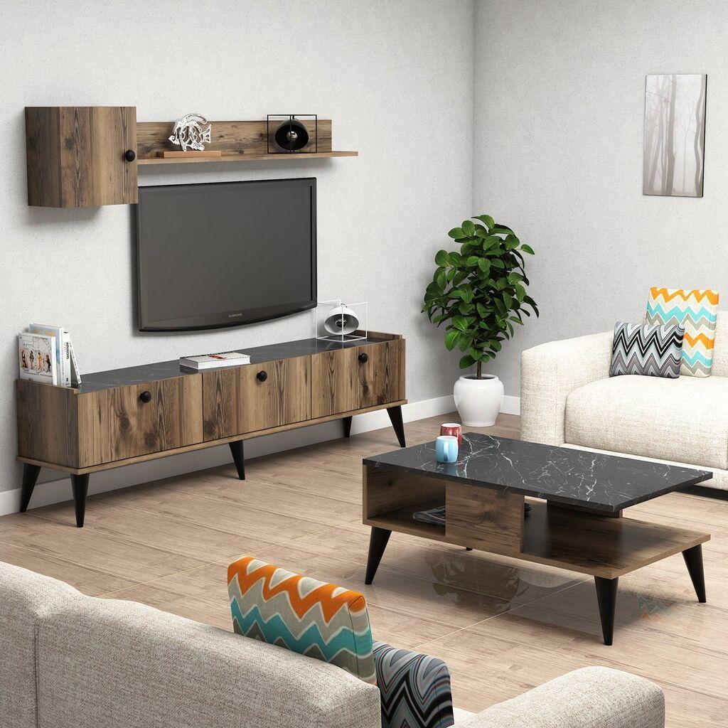 Hanah Home Set TV Komoda i klub sto Bež-Mermer