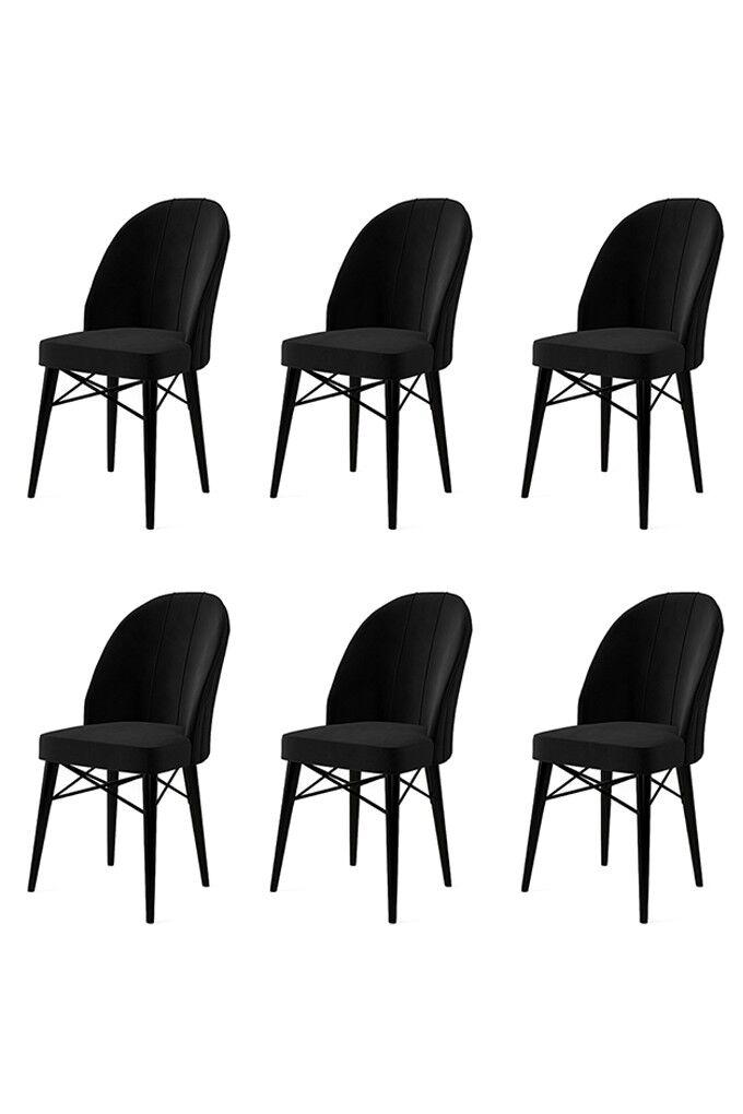 Hanah Home Set 6 trpezarijskih stolica Ritim Crni