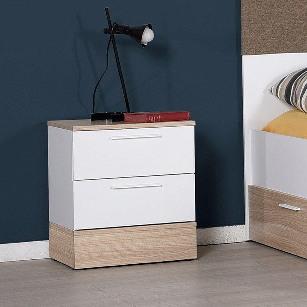 Hanah Home Noćni ormarić 45x52x40cm Hrast-Beli