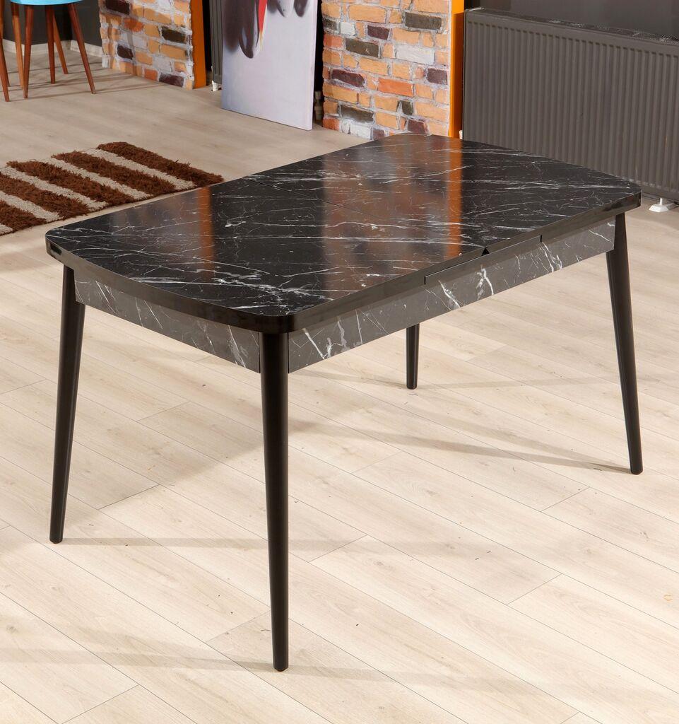 Hanah Home Trpezarijski sto Bendir 132x79x76,5cm Crno-Beli